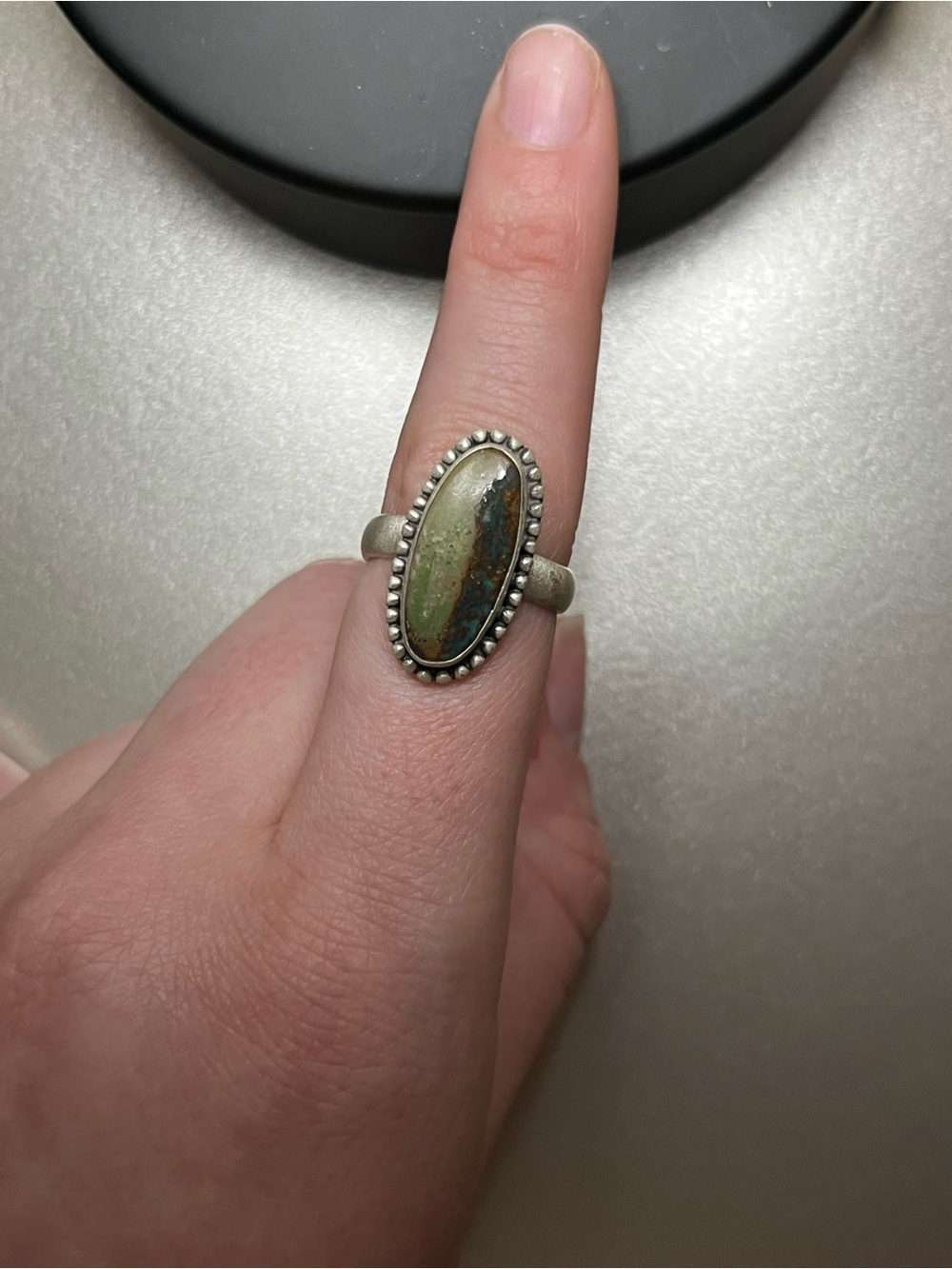 Pilot Mountain Turquoise Sterling Silver Adjustable Ring - Southwestern Style